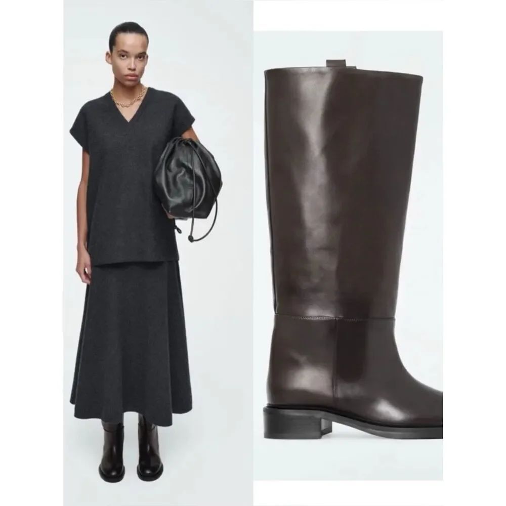 COS Brown Leather Riding boots